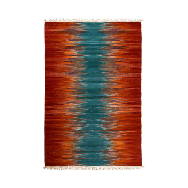 Metro Lane Affan Original Authentic Handmade Kilim Wool/Cotton Red/Teal